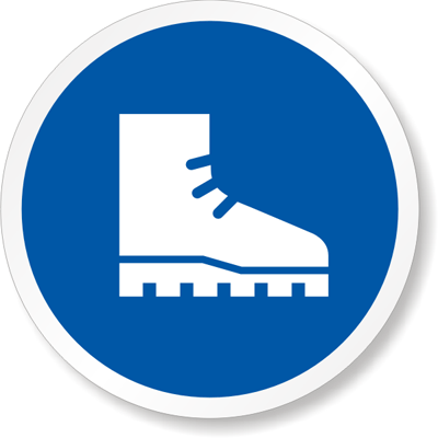 Safety Wear on Safety Shoes Signs   Caution Signs For Foot Safety