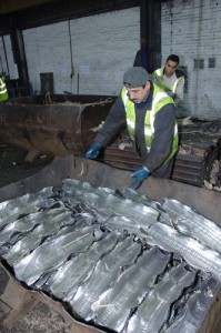 Workers at lead recycling plants are one group that faces a risk of increased blood lead levels. (Photo via https://www.universalrecyclingcompany.co.uk)