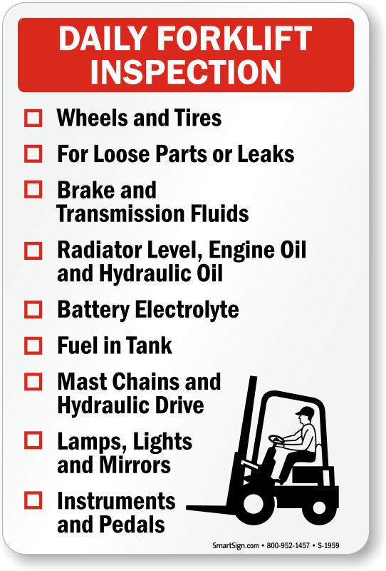 Forklift Operator Daily Checklist Printable