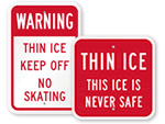 Danger Thin Ice Sign PKE-19443 Water Safety