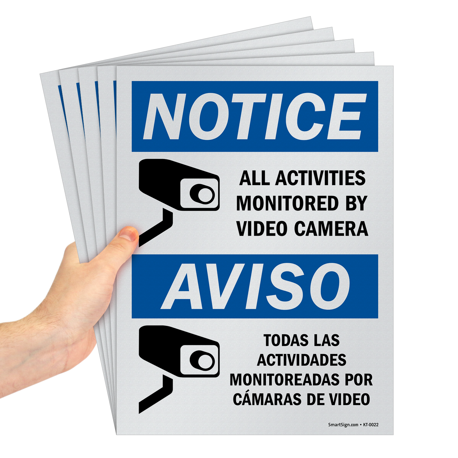 Notice All Activities Monitored by Video Camera Bilingual Sign Pack, SKU:  KT-0022