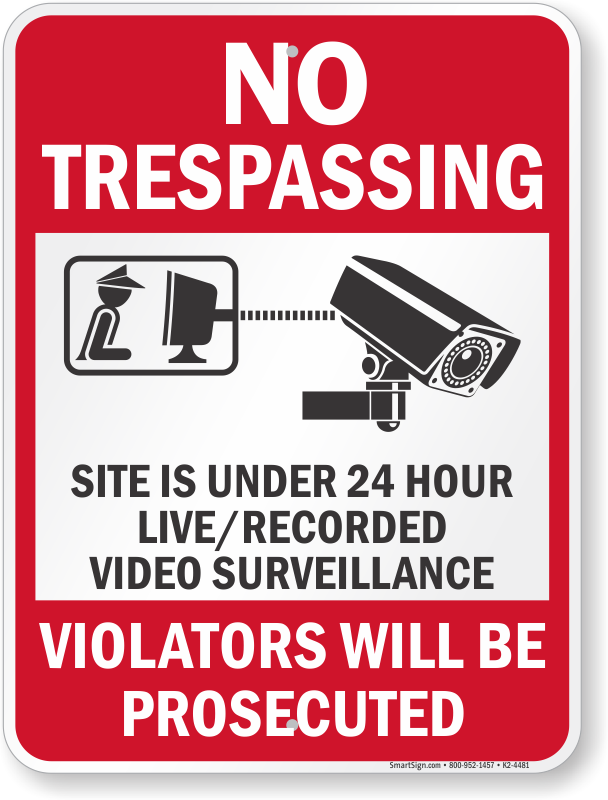 Warning 24 Hour Video Surveillance No Trespassing Laminated Sign 10 X 14 Rust Free Aluminum Made