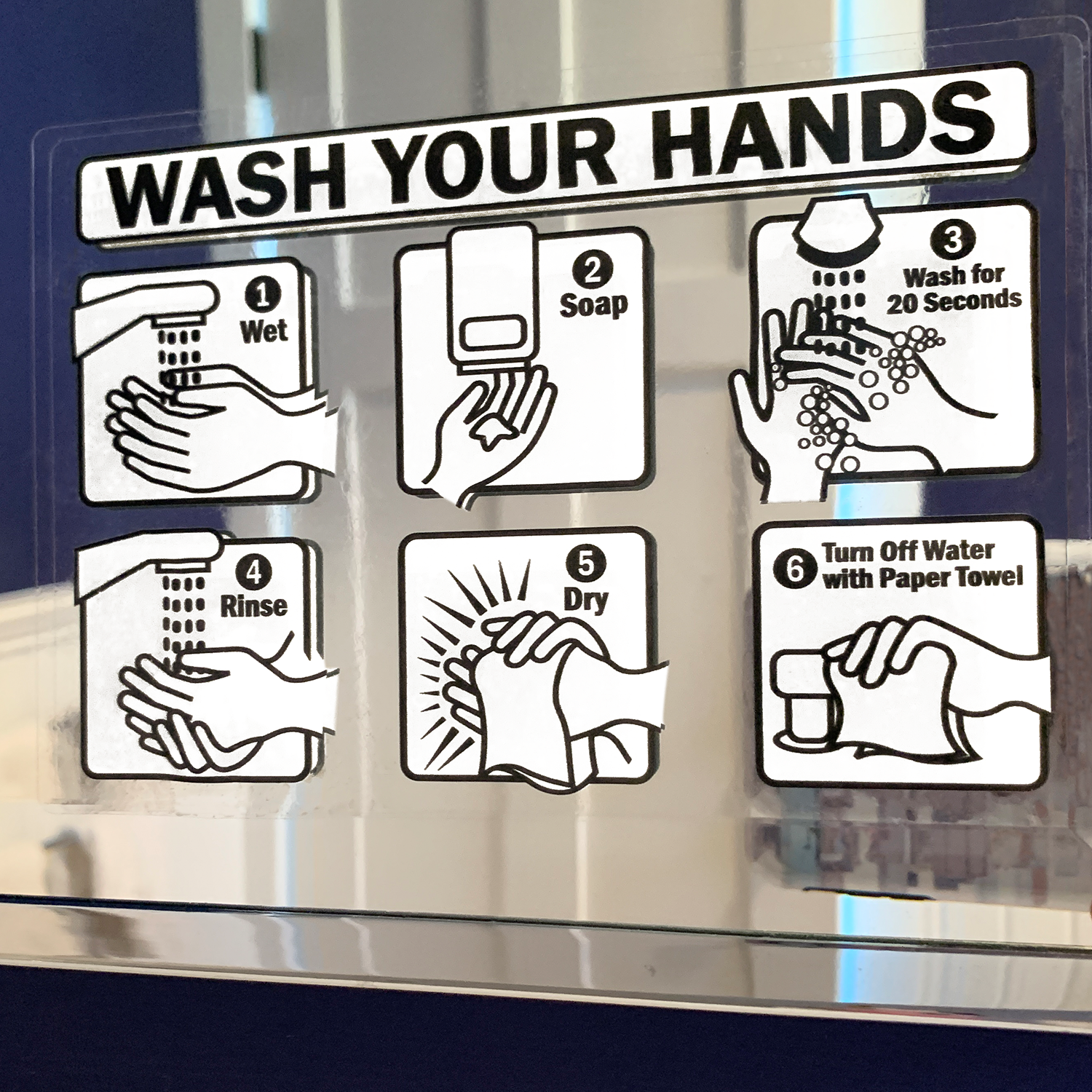 Wash Your Hands Clear Bathroom Decal with Step by Step Instruction Guide  Signs, SKU: LB-4306