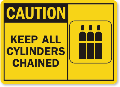 Keep Cylinders Chained Sign with Graphic - Caution, SKU: S-2021 ...