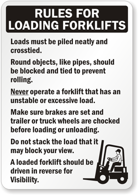 Rules For Loading Forklifts Sign, SKU: S-1960 - MySafetySign.com