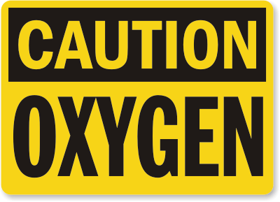 Caution OSHA - Oxygen Sign [Yellow], SKU: S-0568 - MySafetySign.com