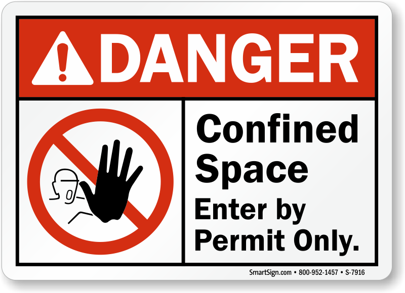 ANSI Safety Label - Danger - Confined Space - Buddy System