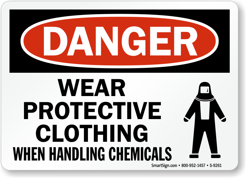 Danger Hazardous Substances Wear Protective Clothing Sign