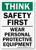 Use a protective clothing required in this area sign. - safety signs ppe  protective clothing required sign saf sku s 2879 S-2879