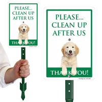 Please Clean Up After Us Thank You Dog Poop Sign