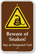 Beware Of Rattlesnakes Sign, SKU: K-0311 - MySafetySign.com