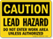 Lead Warning Signs | Lead Hazard signs | Lead work area signs